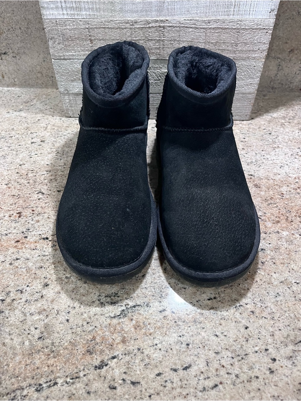 Lamo brand Classic Short Black Suede Fleece-Lined Boots
